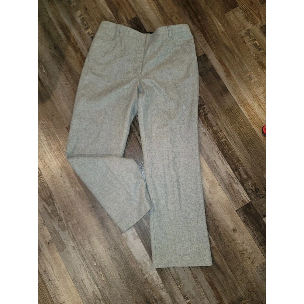 J Crew Women's Wool Trousers Grey Size 14 Wide Leg Lined High Rise